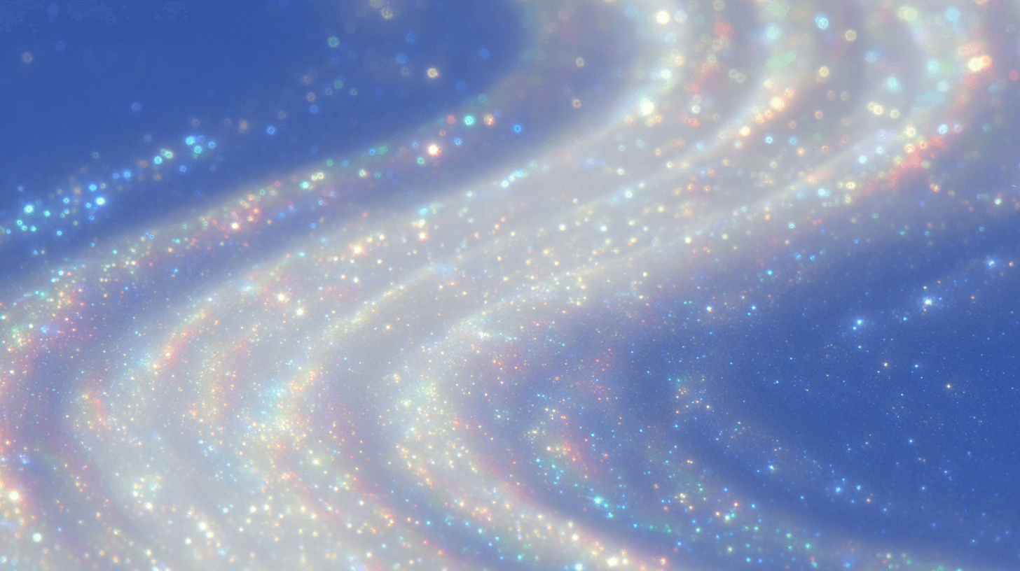 Sparkling waves of light flowing across a blue background.